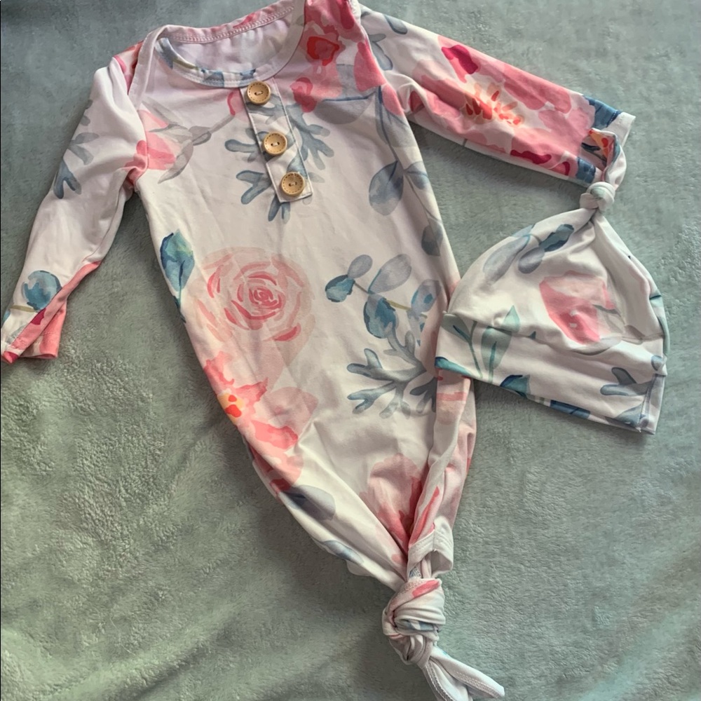 Floral Nightgown with matching hat